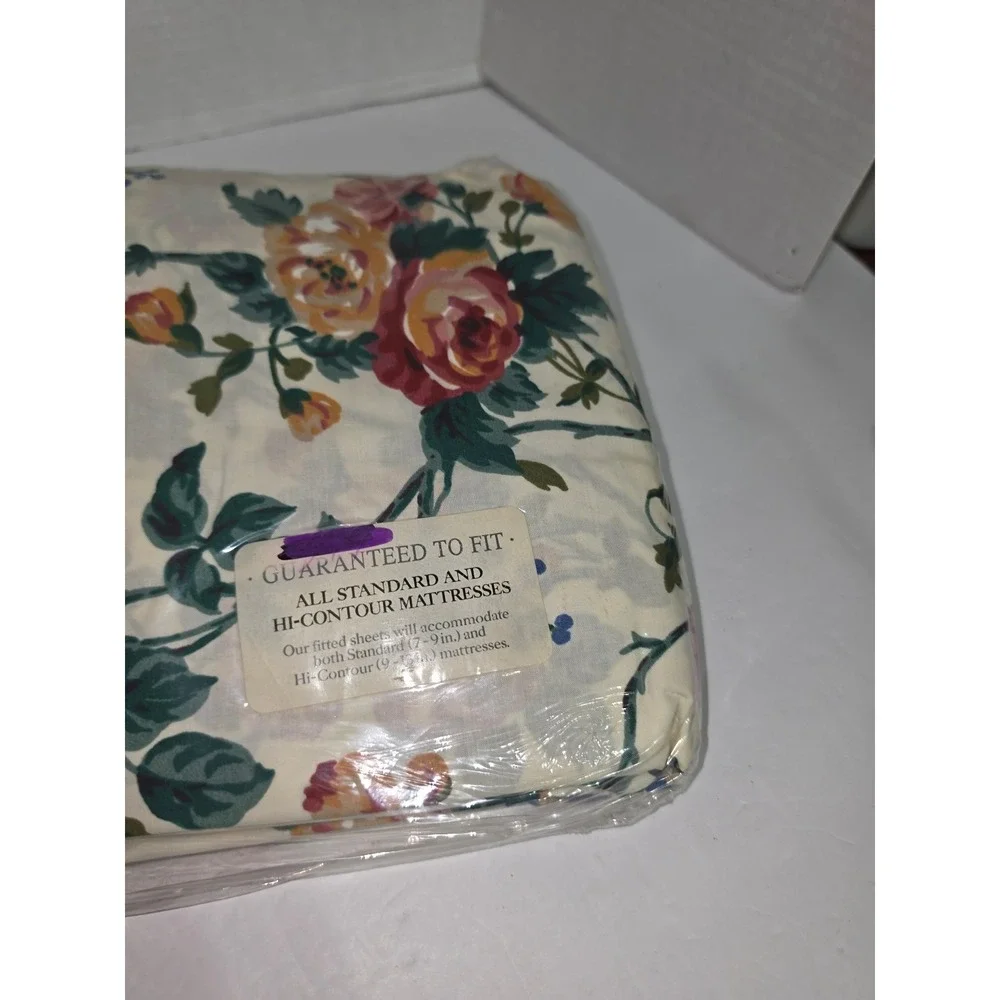 vintage Waverly Fieldcrest twin fitted sheet floral pattern NOS Sealed